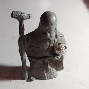 Pewter figurine man with walking stick